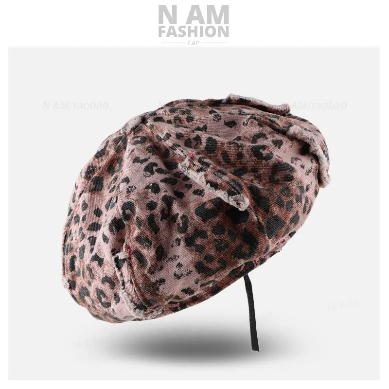 American Retro Leopard Print Forward Hat for Women — feature 11
