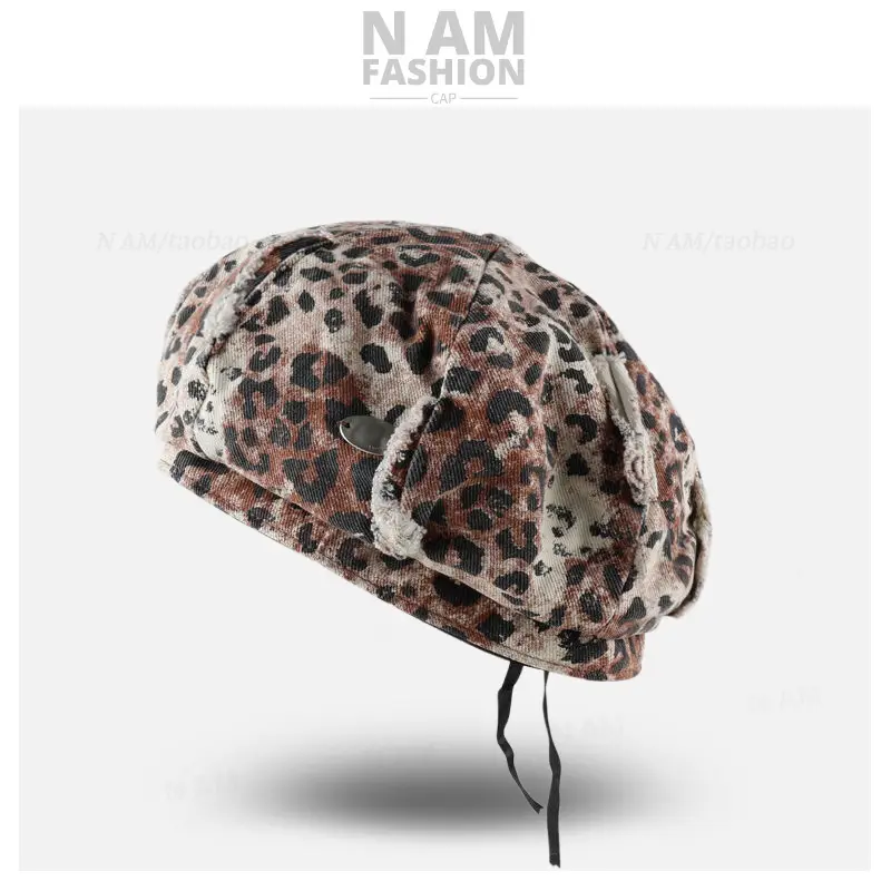 American Retro Leopard Print Forward Hat for Women — feature 13