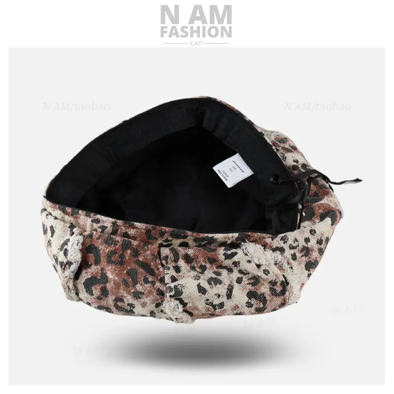 American Retro Leopard Print Forward Hat for Women — feature 15