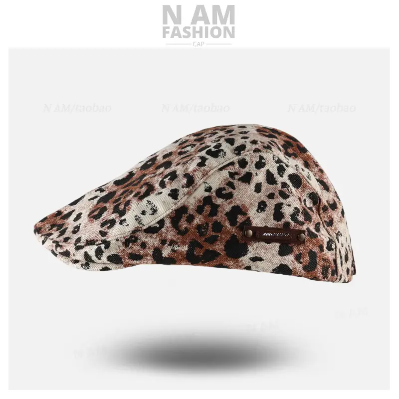 American Retro Leopard Print Forward Hat for Women — feature 6