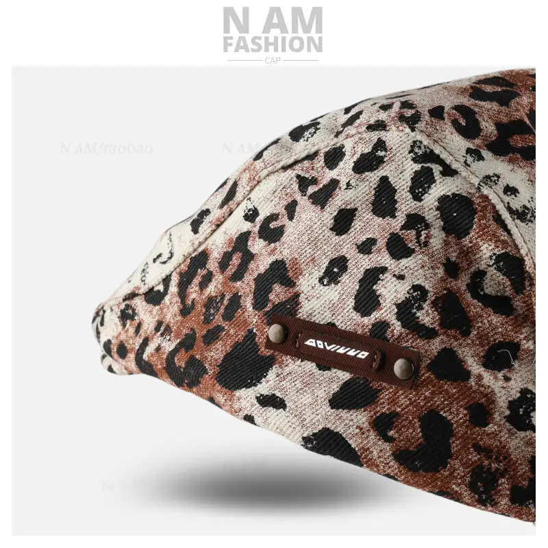 American Retro Leopard Print Forward Hat for Women — feature 7
