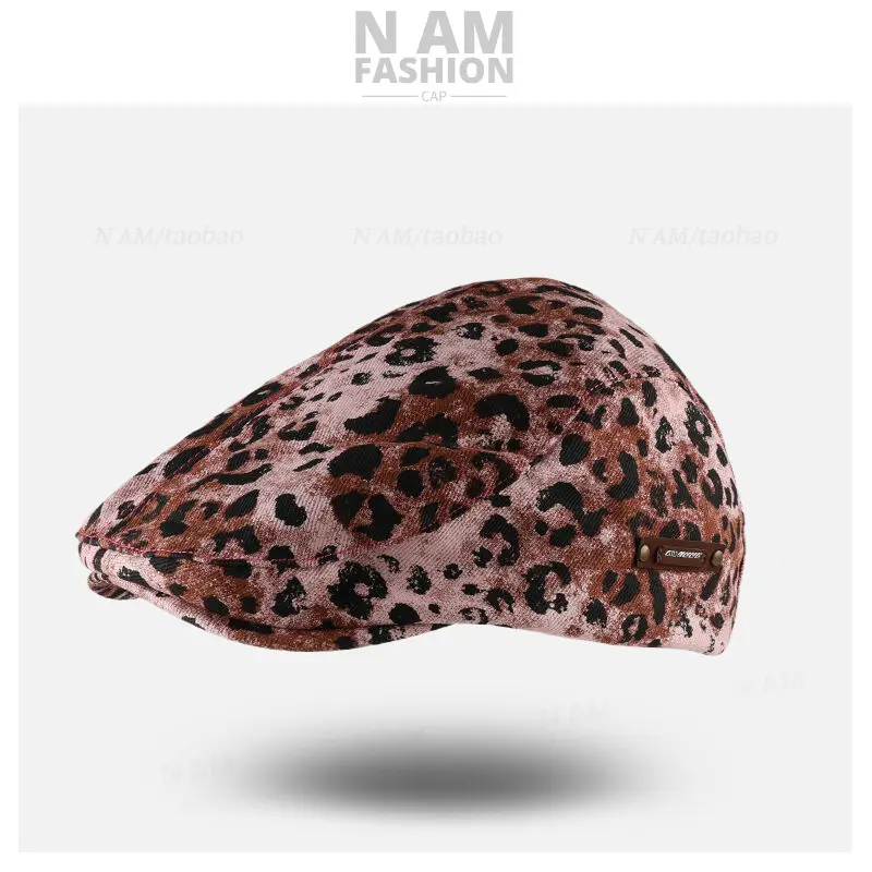 American Retro Leopard Print Forward Hat for Women