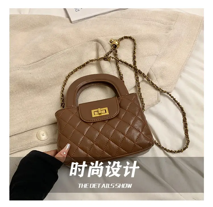 Brown Quilted Chain Shoulder Bag for Women — feature 11