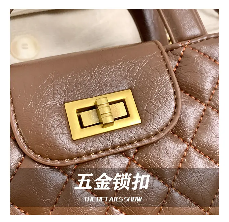 Brown Quilted Chain Shoulder Bag for Women — feature 14