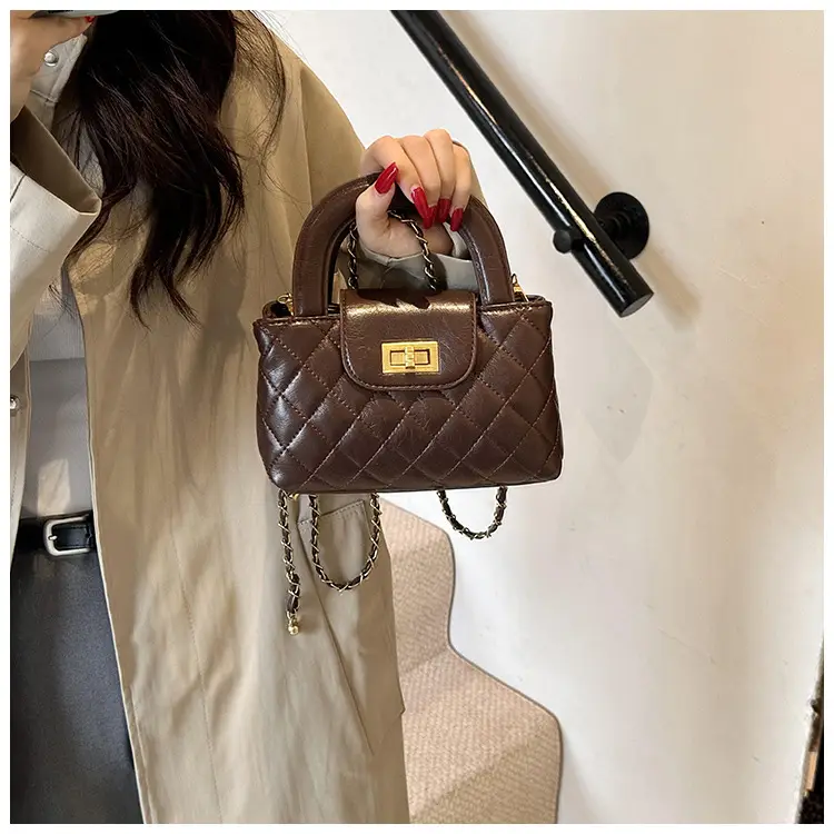 Brown Quilted Chain Shoulder Bag for Women — feature 16