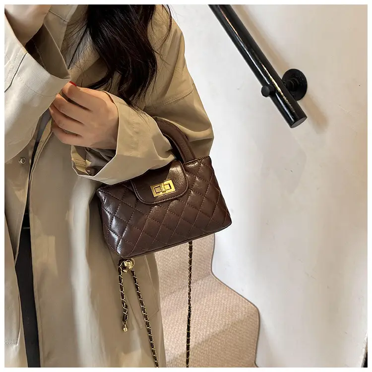 Brown Quilted Chain Shoulder Bag for Women — feature 17