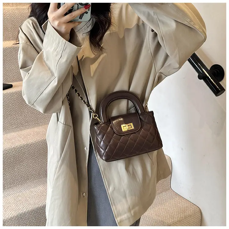 Brown Quilted Chain Shoulder Bag for Women — feature 18