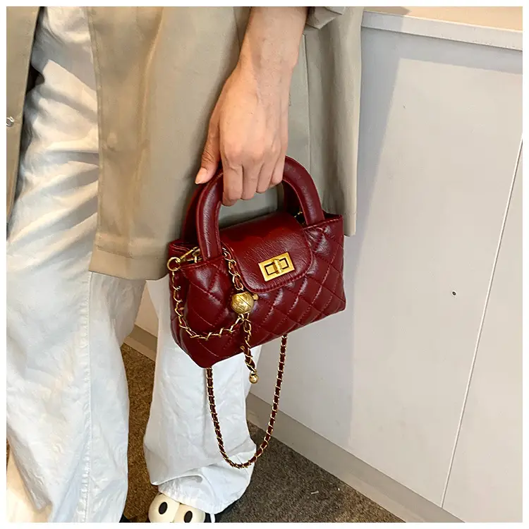 Brown Quilted Chain Shoulder Bag for Women — feature 21