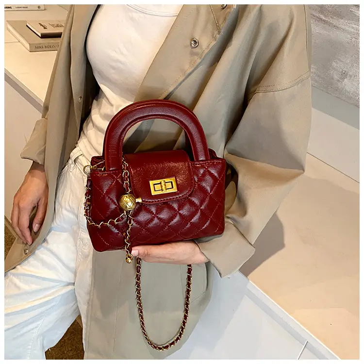 Brown Quilted Chain Shoulder Bag for Women — feature 22