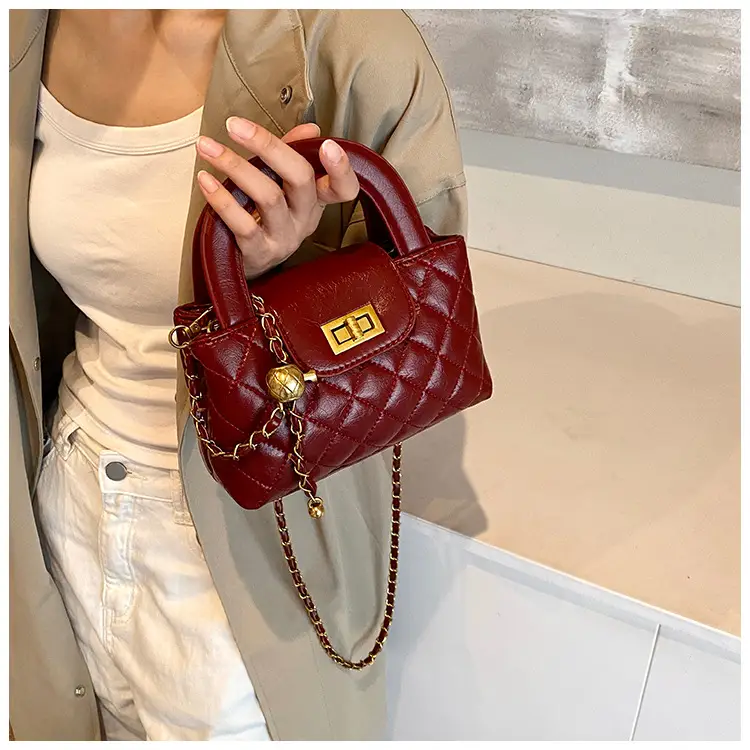 Brown Quilted Chain Shoulder Bag for Women — feature 23