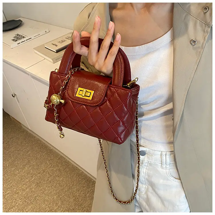 Brown Quilted Chain Shoulder Bag for Women — feature 24