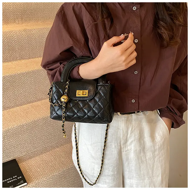 Brown Quilted Chain Shoulder Bag for Women — feature 30