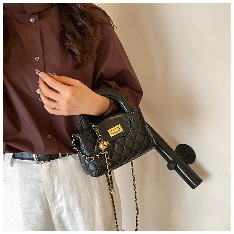 Brown Quilted Chain Shoulder Bag for Women — feature 31