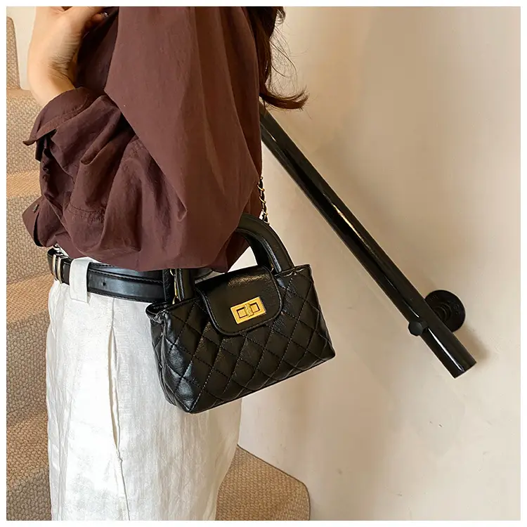 Brown Quilted Chain Shoulder Bag for Women — feature 32