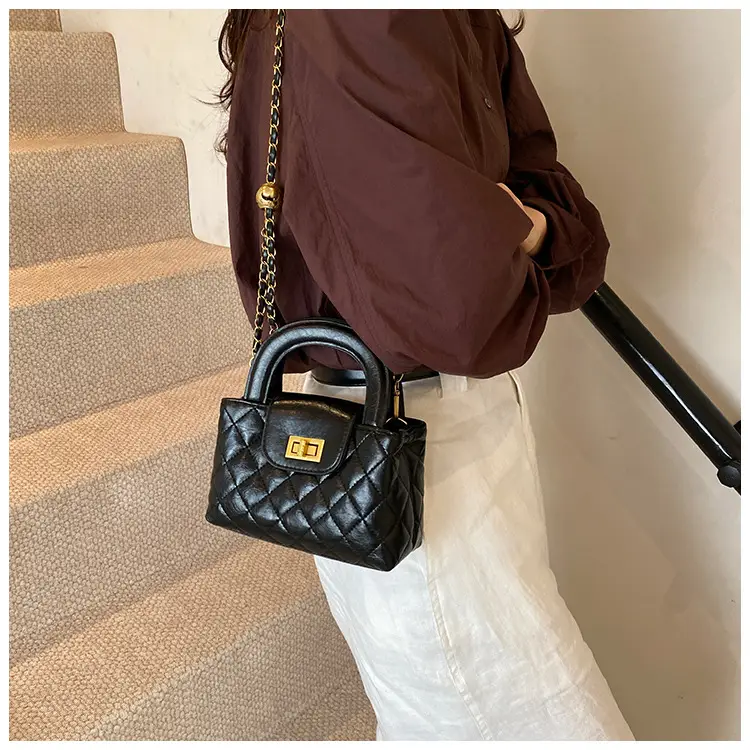 Brown Quilted Chain Shoulder Bag for Women — feature 33