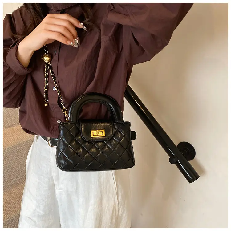 Brown Quilted Chain Shoulder Bag for Women — feature 34