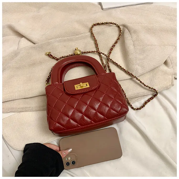 Brown Quilted Chain Shoulder Bag for Women — feature 35