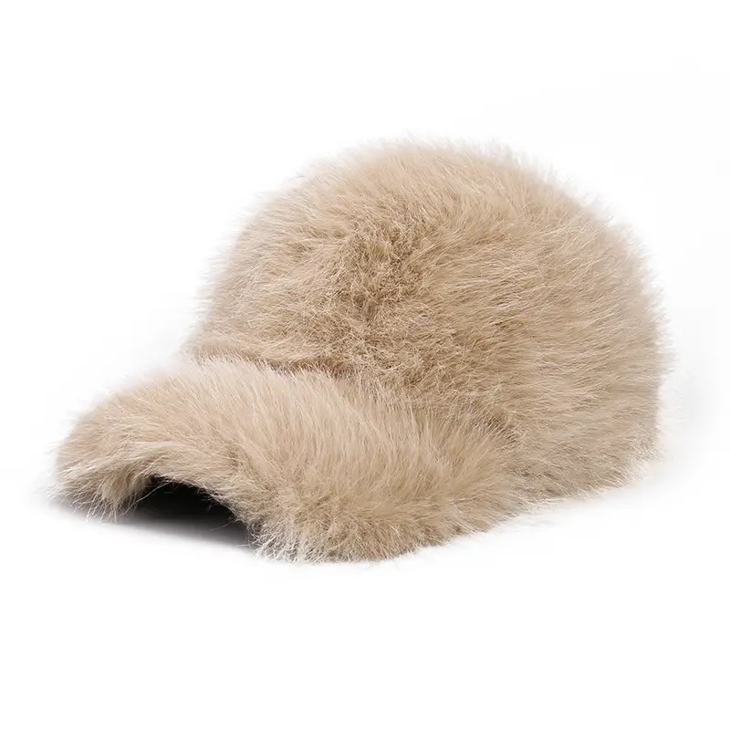 Winter Plush Baseball Cap Women Warm Cold-proof Black White - Image 8