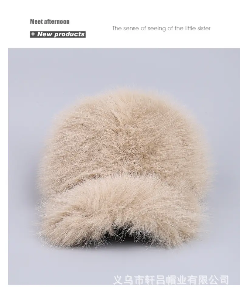 Winter Plush Baseball Cap Women Warm Cold-proof Black White — feature 37