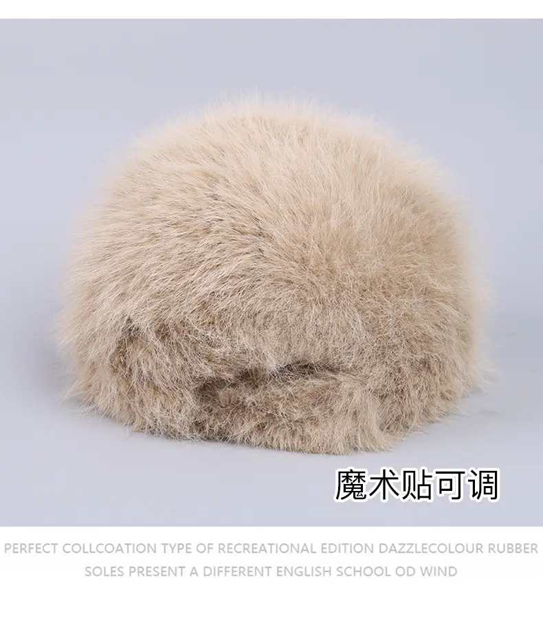 Winter Plush Baseball Cap Women Warm Cold-proof Black White — feature 43