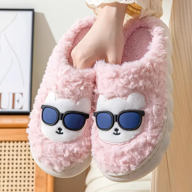 Home cotton slippers indoor non-slip warm bag plush slippers for men and women home couple month slippers autumn and winter - Image 5