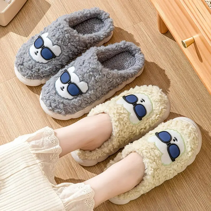 Home cotton slippers indoor non-slip warm bag plush slippers for men and women home couple month slippers autumn and winter - Image 6