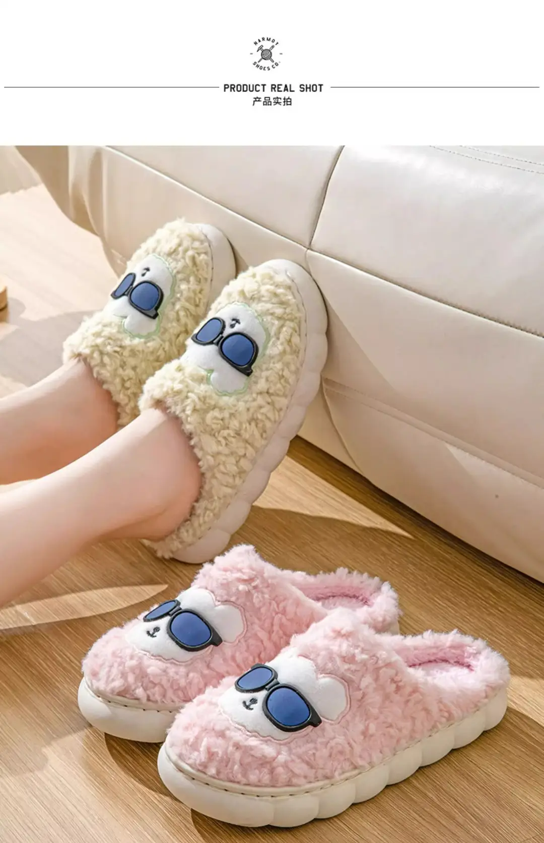 Home cotton slippers indoor non-slip warm bag plush slippers for men and women home couple month slippers autumn and winter — feature 12