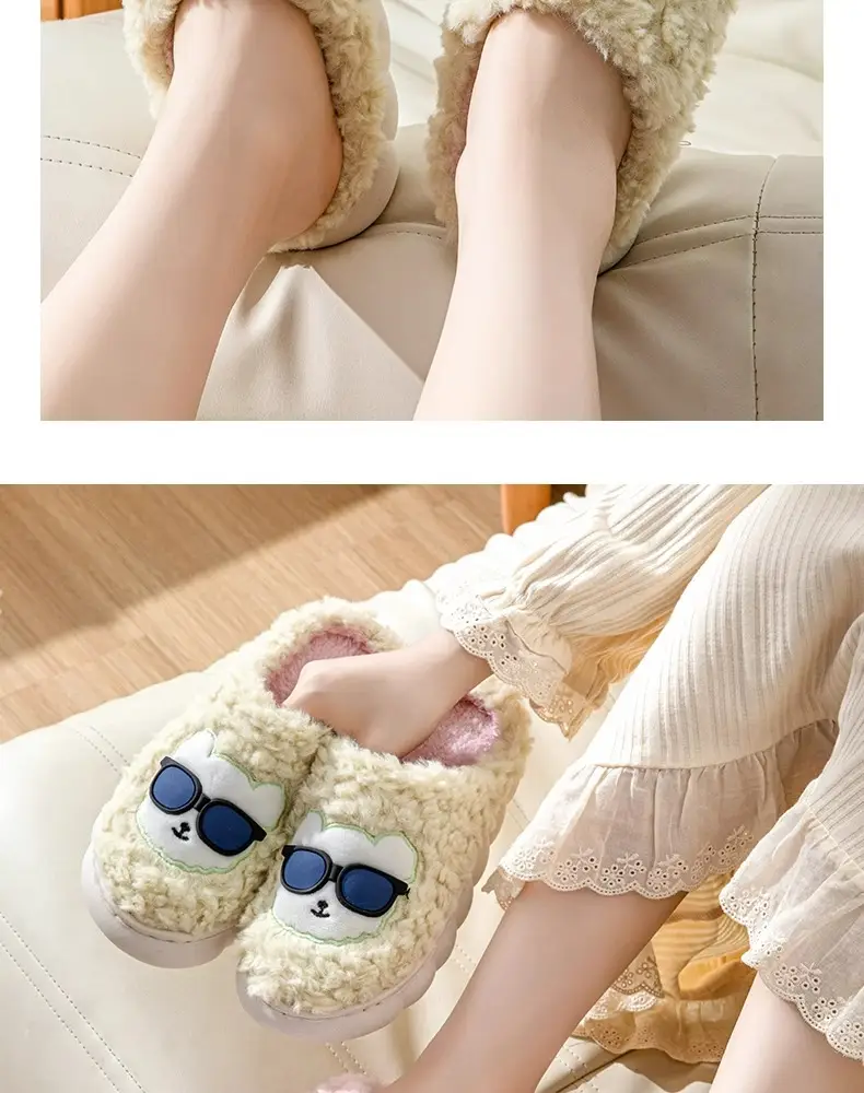 Home cotton slippers indoor non-slip warm bag plush slippers for men and women home couple month slippers autumn and winter — feature 14