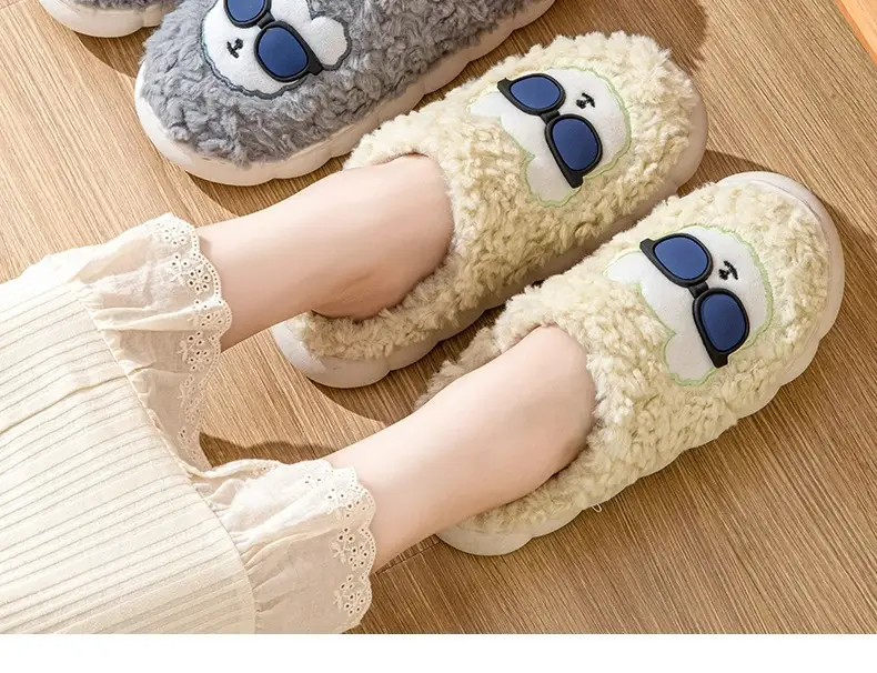 Home cotton slippers indoor non-slip warm bag plush slippers for men and women home couple month slippers autumn and winter — feature 16