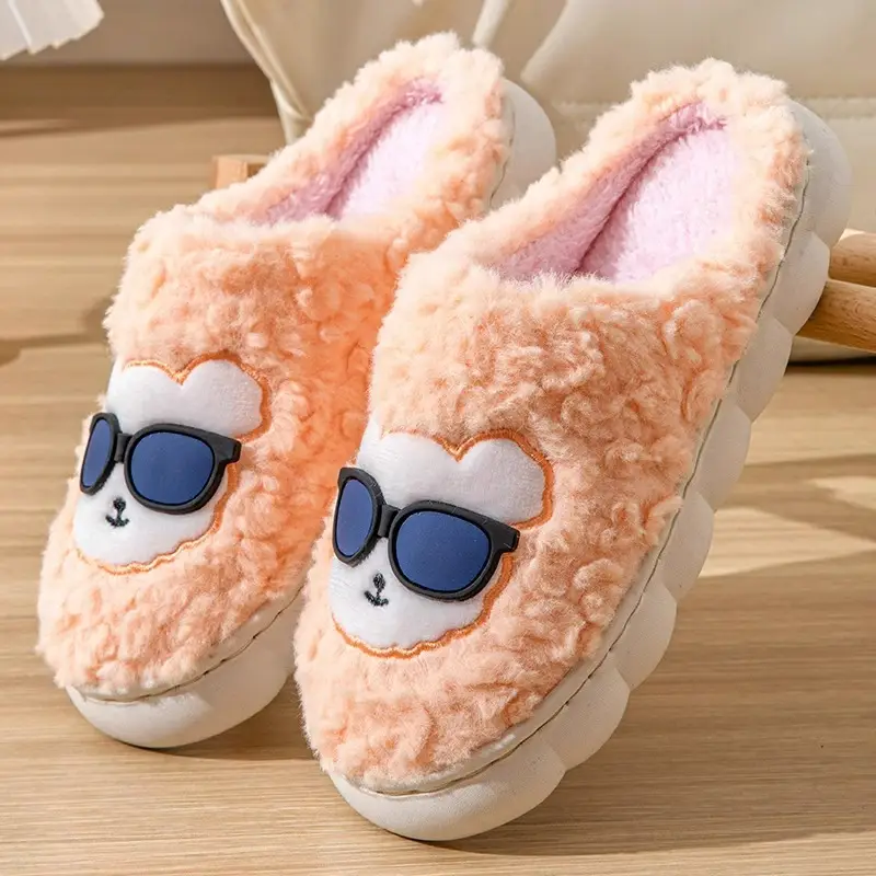 Home cotton slippers indoor non-slip warm bag plush slippers for men and women home couple month slippers autumn and winter - Image 3