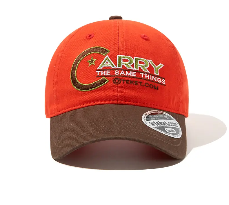 Orange Embroidered Baseball Cap with Logo