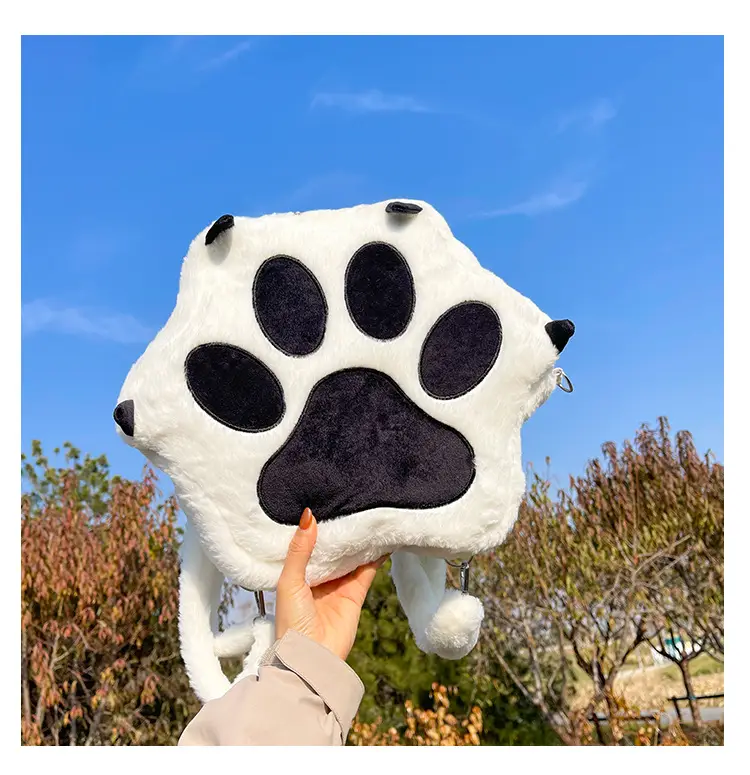 Cute Cat Paw Print Plush Backpack for Girls — feature 10