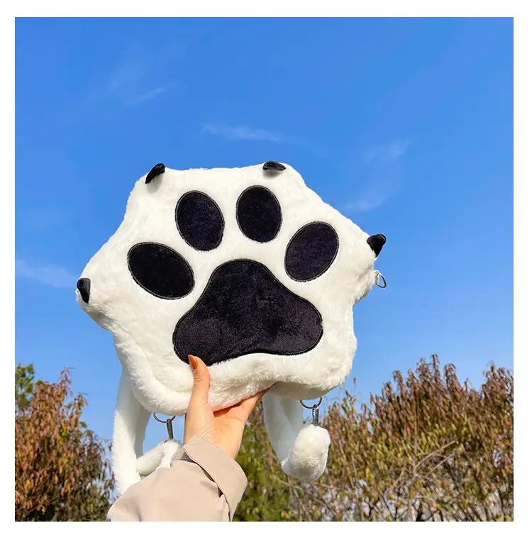 Cute Cat Paw Print Plush Backpack for Girls — feature 11