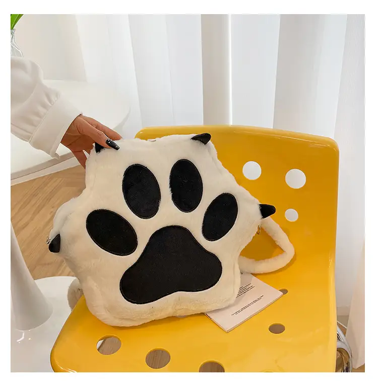 Cute Cat Paw Print Plush Backpack for Girls — feature 16