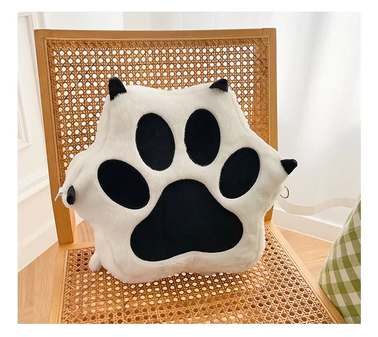 Cute Cat Paw Print Plush Backpack for Girls — feature 38