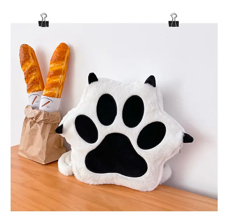 Cute Cat Paw Print Plush Backpack for Girls — feature 39