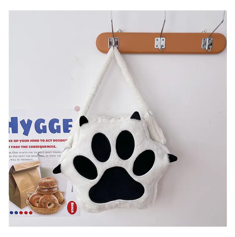Cute Cat Paw Print Plush Backpack for Girls — feature 4