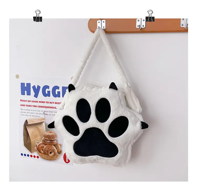 Cute Cat Paw Print Plush Backpack for Girls — feature 43