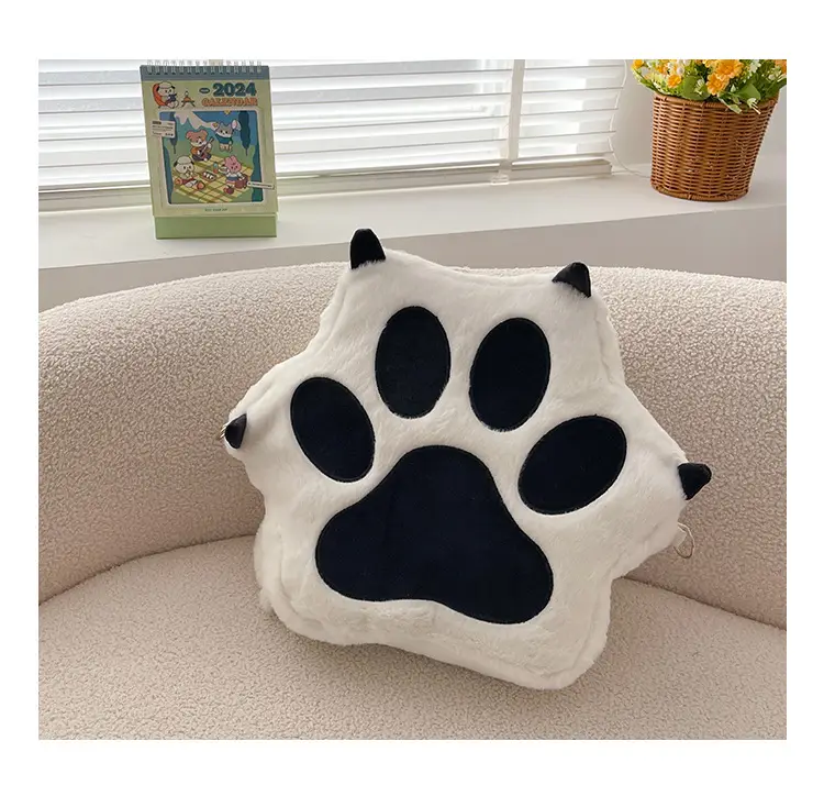 Cute Cat Paw Print Plush Backpack for Girls — feature 44