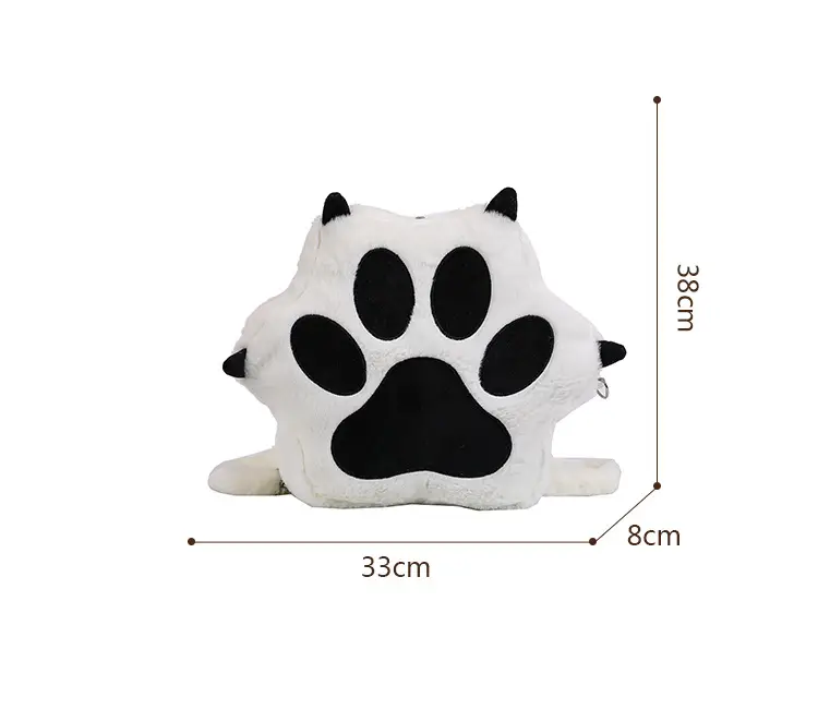 Cute Cat Paw Print Plush Backpack for Girls — feature 9