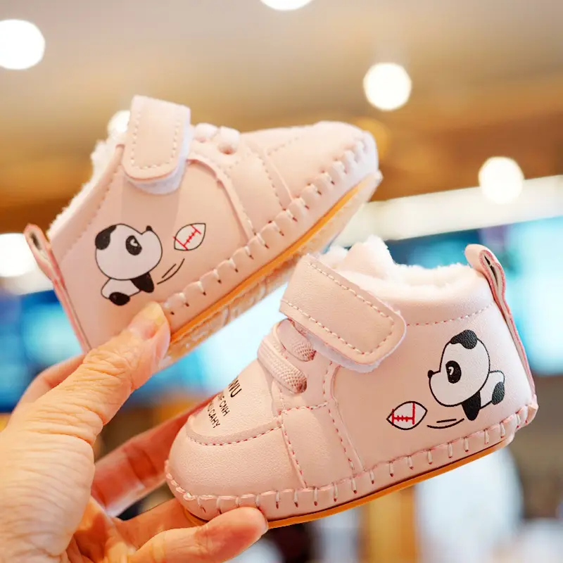 Baby Shoes White Fleece Lined Toddler 0-1 Yr Cartoon