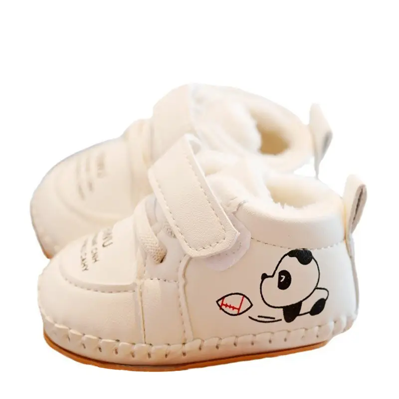 Baby Shoes White Fleece Lined Toddler 0-1 Yr Cartoon