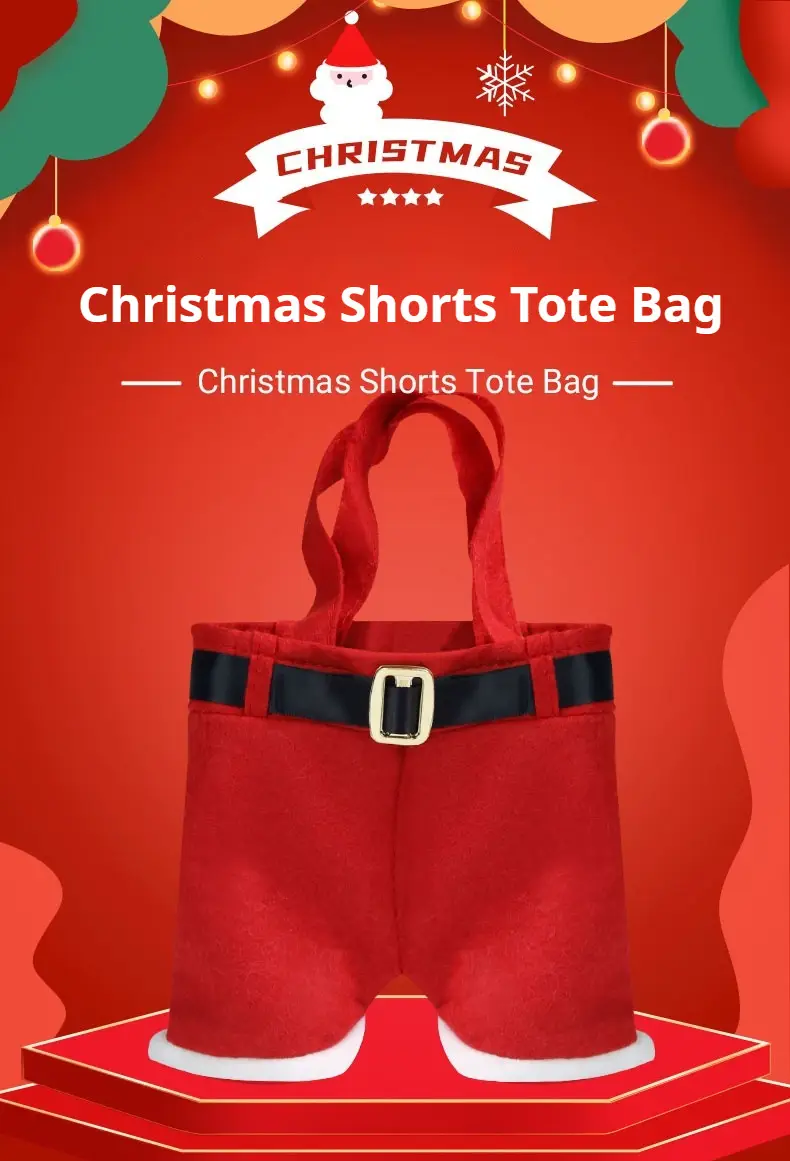 Red Christmas Holiday Pants Bag 24x10x17cm — feature 5