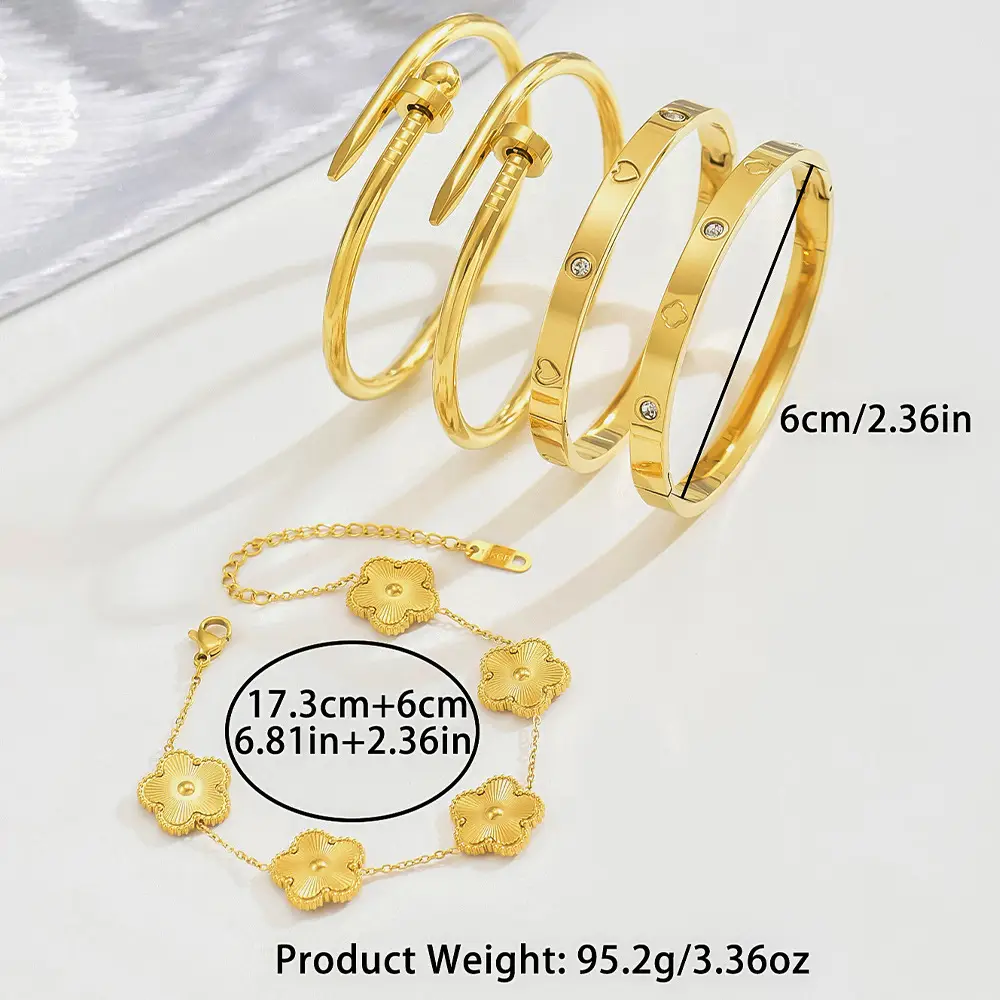 18K Gold Stainless Steel Bracelet with Crystal Accents - Image 152