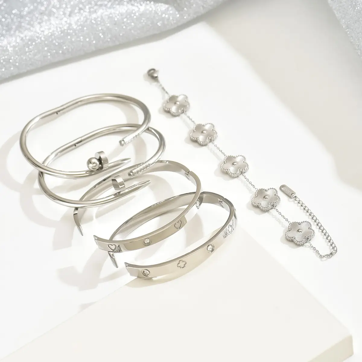 18K Gold Stainless Steel Bracelet with Crystal Accents — feature 8