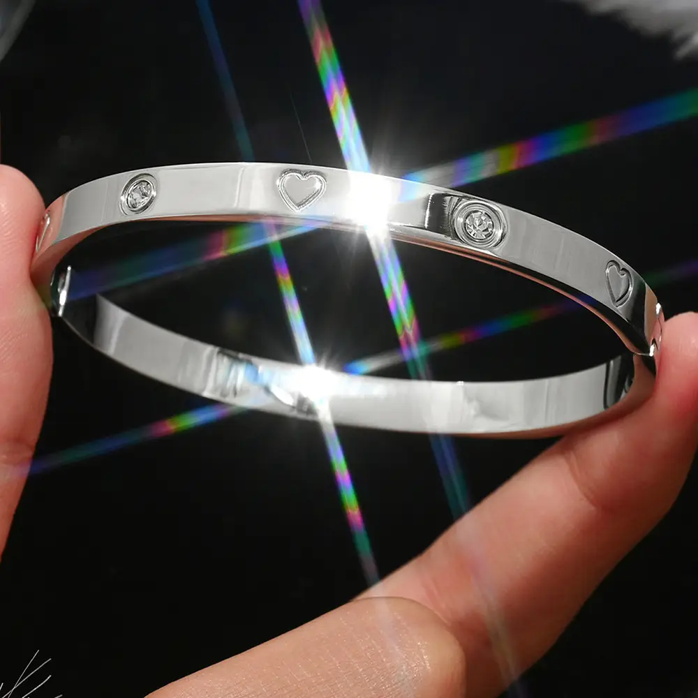18K Gold Stainless Steel Bracelet with Crystal Accents - Image 10