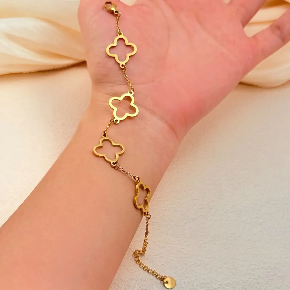 18K Gold Stainless Steel Bracelet with Crystal Accents - Image 100