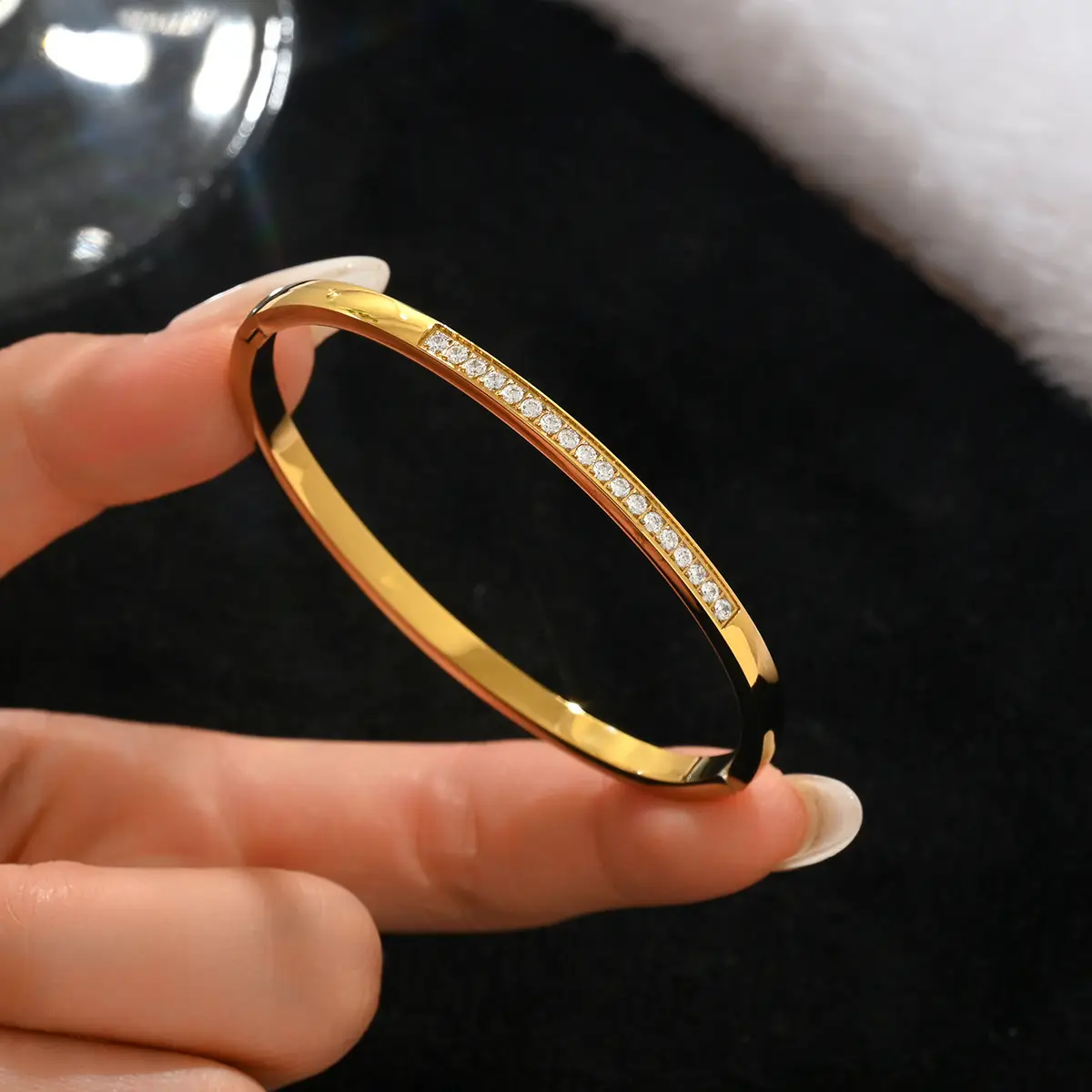 18K Gold Stainless Steel Bracelet with Crystal Accents - Image 104