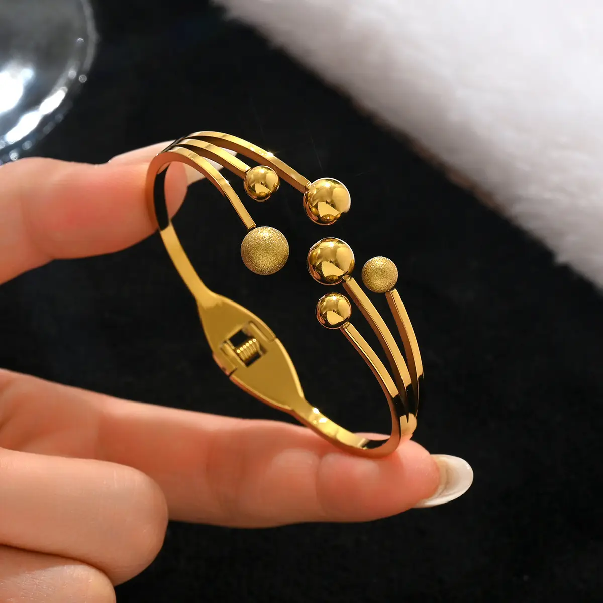 18K Gold Stainless Steel Bracelet with Crystal Accents - Image 106