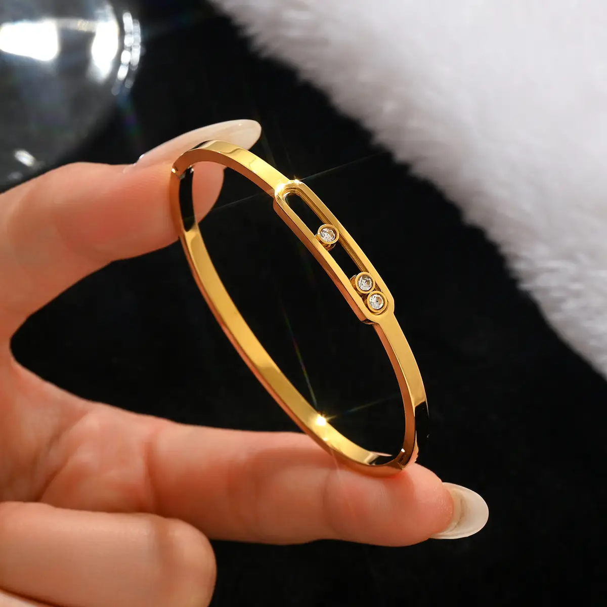 18K Gold Stainless Steel Bracelet with Crystal Accents - Image 109